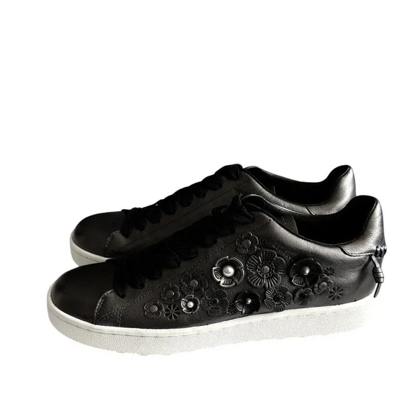 COACH Tea Rose Gunmetal Metallic Leather Women's Size 9 New - Picture 8 of 8